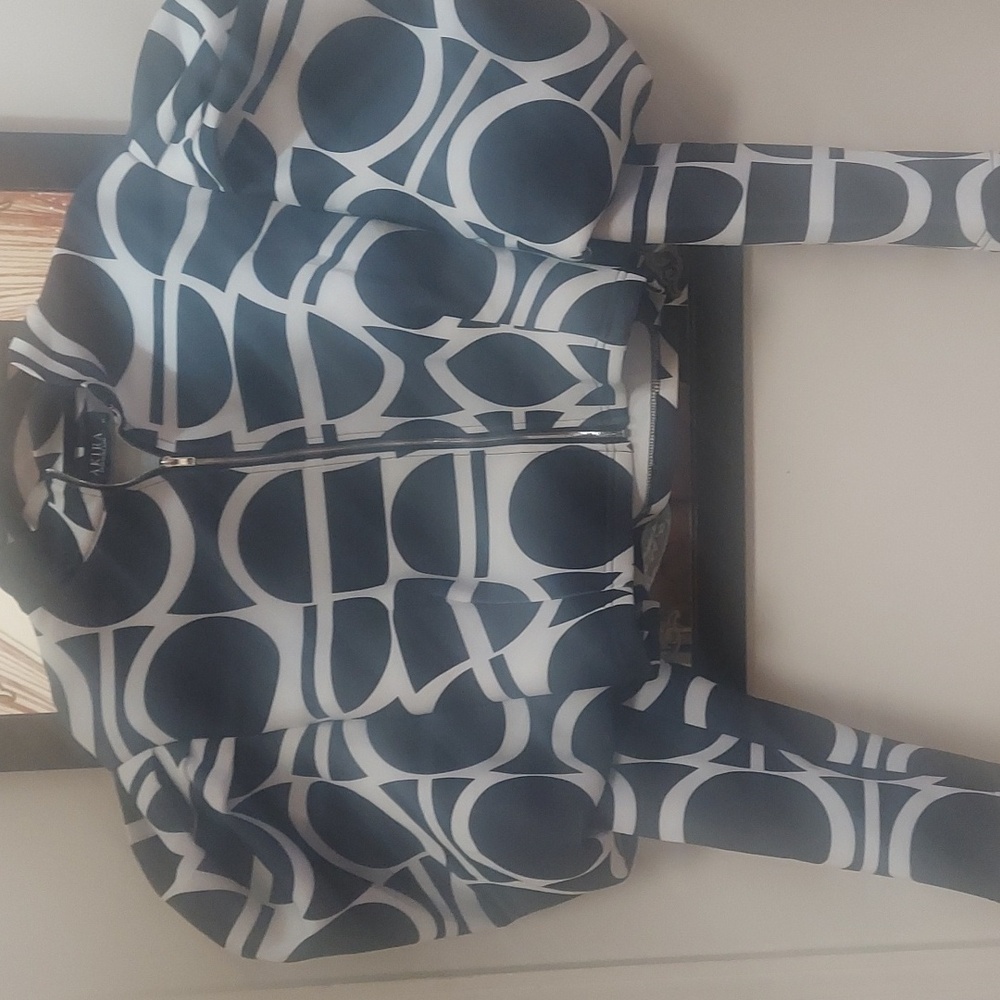 AKIRA Black and White Geometric Bomber Jacket - Picture 4 of 9